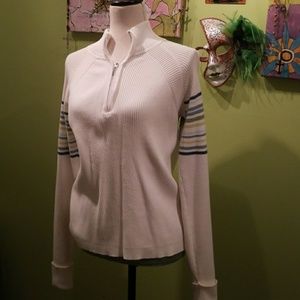 Cream and Blue and green striped sweater